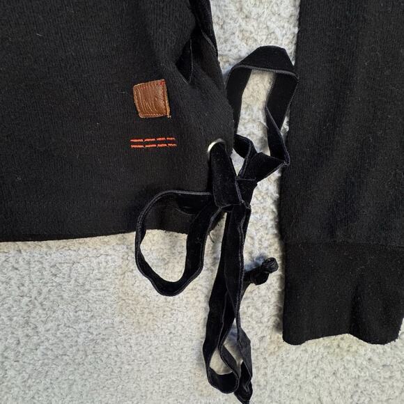 Peace Love World Womens Black Crazy in Love Crop Sweatshirt Side Tie Bows - Picture 11 of 13